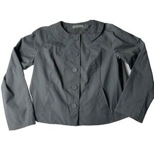 Liz Claiborne L Women’s Button Blazer Gray Career Longsleeve Summer